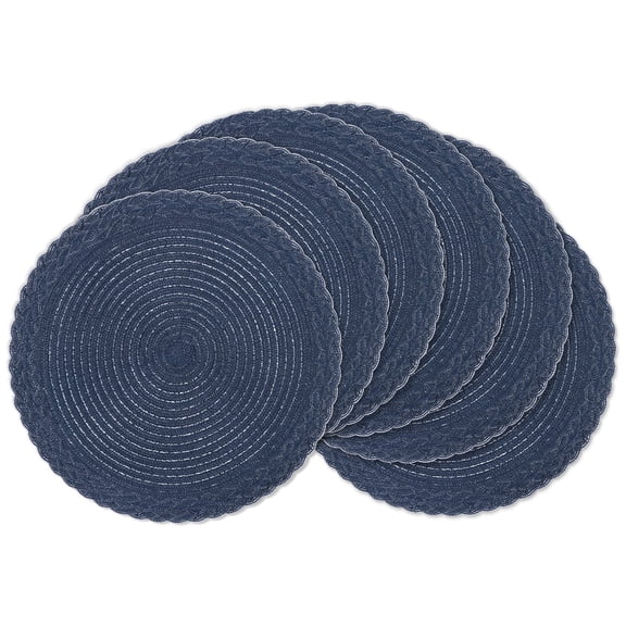 15" Round Placemats Set of 6 Cotton Woven Heat Resistant Washable Table Mat for Kitchen Dining Room