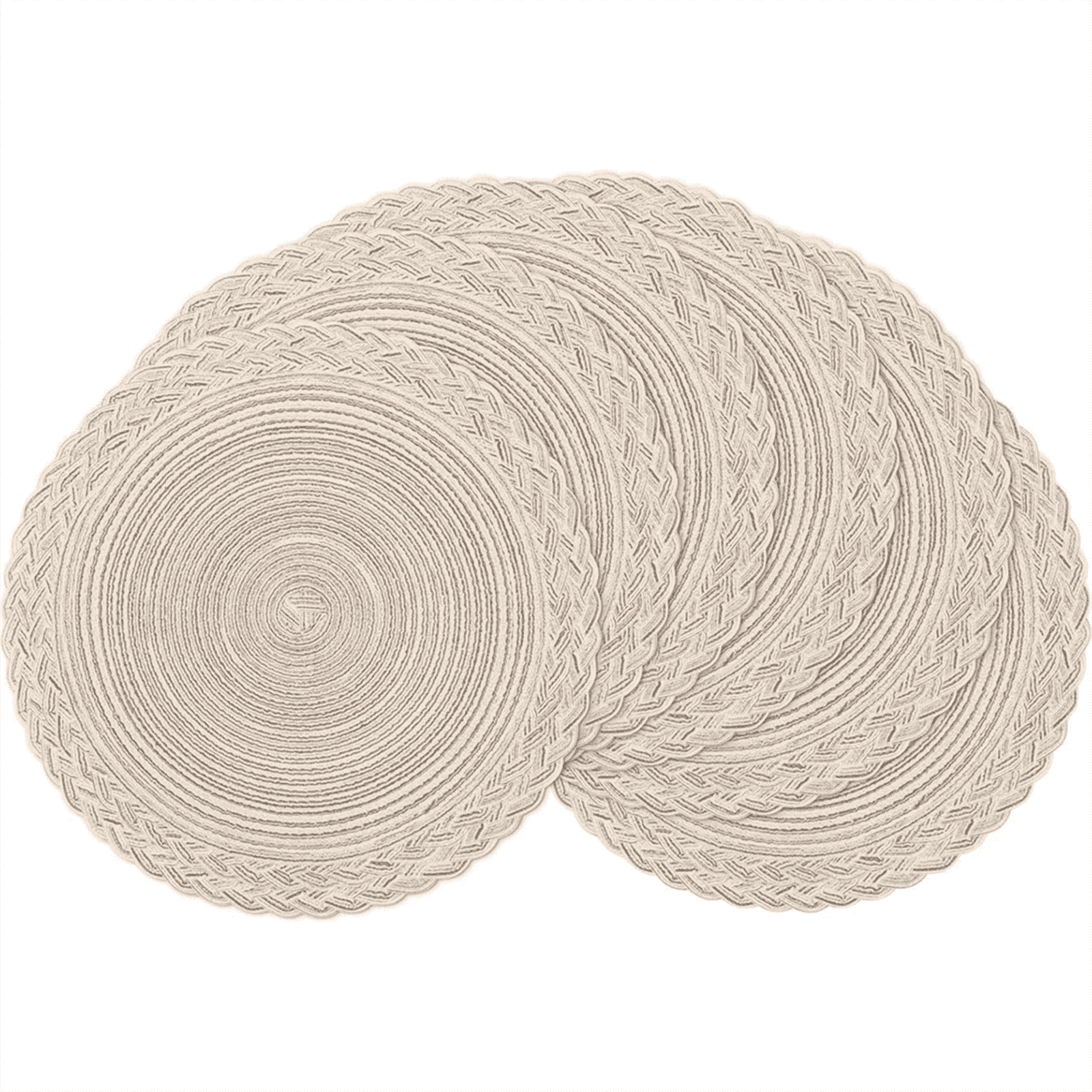 15" Round Placemats Set of 6 Cotton Woven Heat Resistant Washable Table Mat for Kitchen Dining Room