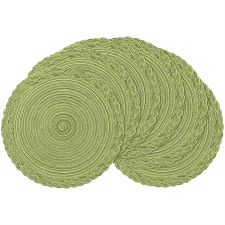 15" Round Placemats Set of 6 Cotton Woven Heat Resistant Washable Table Mat for Kitchen Dining Room