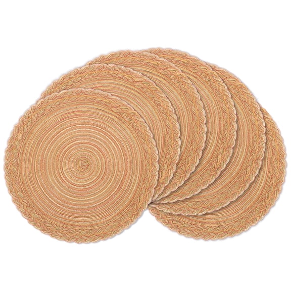15" Round Placemats Set of 6 Cotton Woven Heat Resistant Washable Table Mat for Kitchen Dining Room