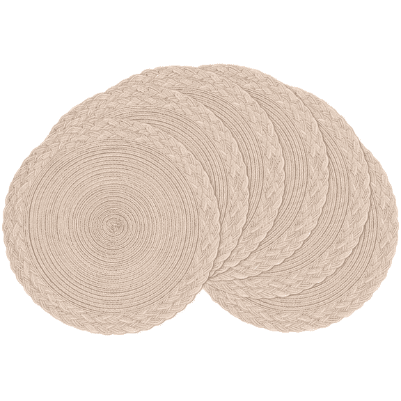 15" Round Placemats Set of 6 Cotton Woven Heat Resistant Washable Table Mat for Kitchen Dining Room
