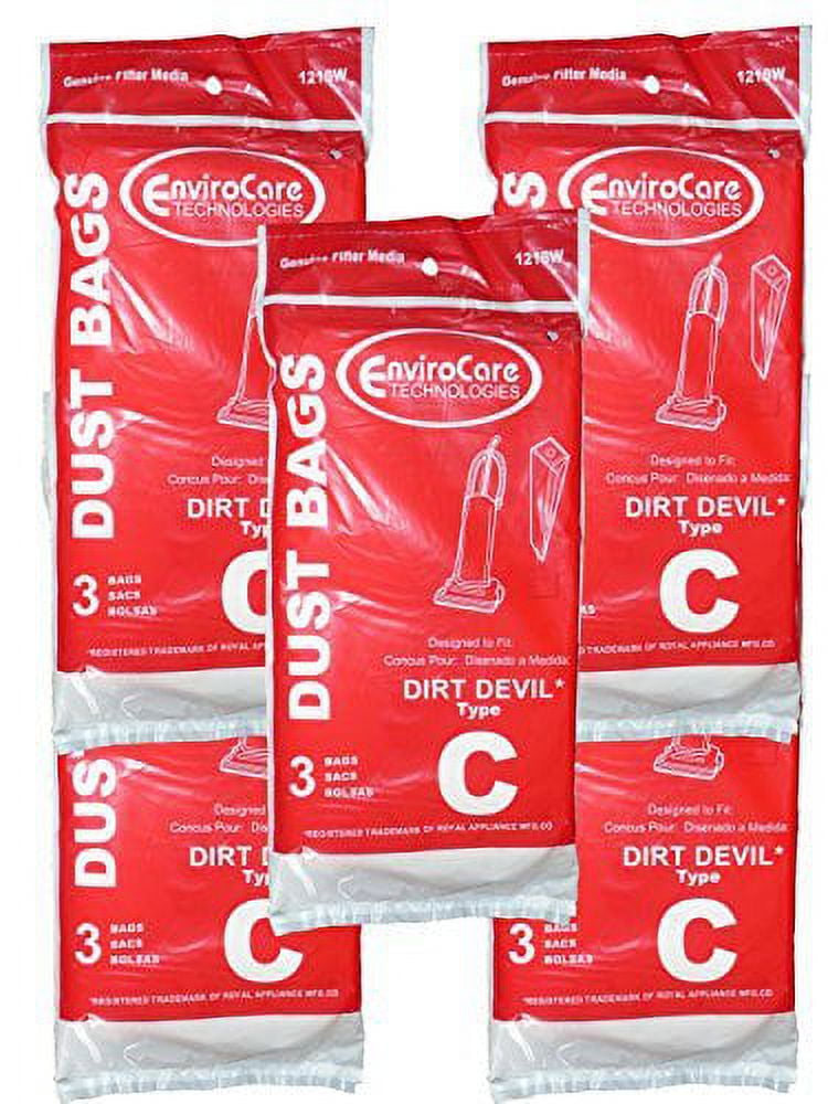 15 Royal Dirt Devil Type C Vacuum Bags, MVP Upright Vacuum Cleaners, 3