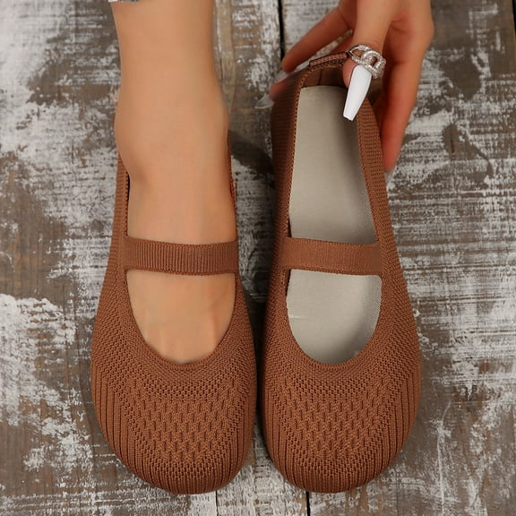 Under $15 Sandals Women, Xunlbb Women's Fashion Casual Spring And Summer New Flat-Bottomed Shallow-Mouth Shoes Low-Top Slip-On Mesh Work Shoes(Brown,Size:36)