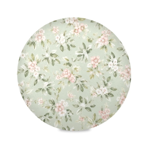 15" Seamless Floral Printed Round Placemats Set of 1 Heat Resistant Table Mat for Kitchen for Party Deco