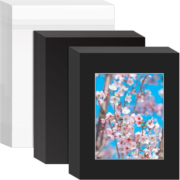 15 Set 11x14 Black Picture Mats with Backing Boards and Bags for 8x10 Pictures, Frame Mattes Display Photo Paper Mat with Core Bevel Cut Clear Plastic Sleeves for Photos Paintings Prints