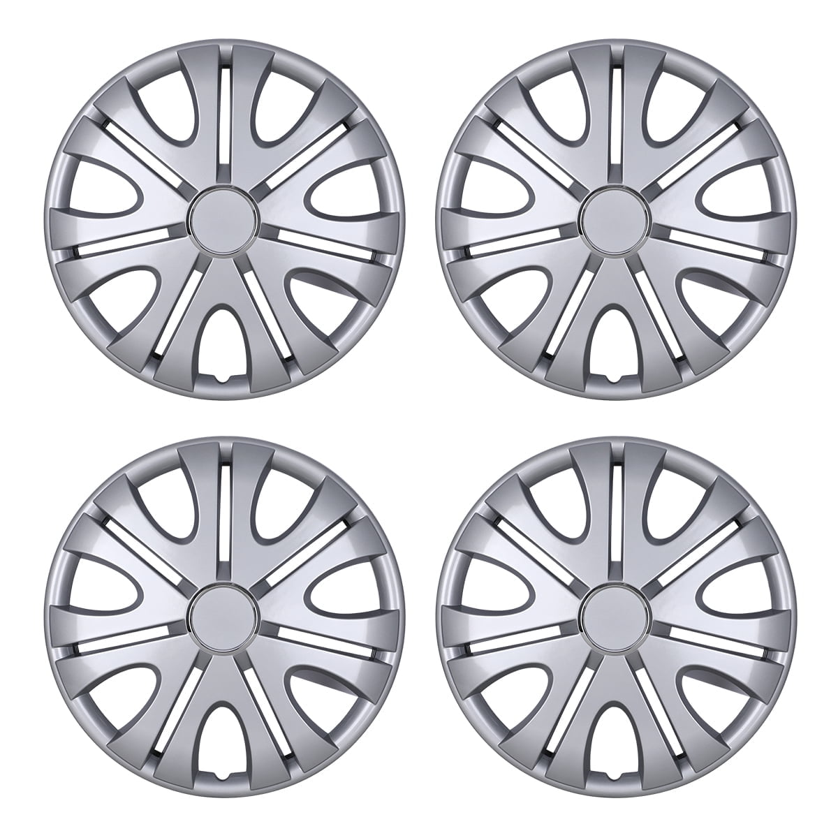 15"  Set of 4 Hubcaps Wheel Cover Replacement Hub Caps Universal Wheel Rim Cover ABS Material Exterior Accessories Snap On Car Truck SUV -15-Inch Silver, LACQUER