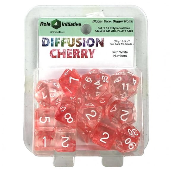 Role 4 Initiative Polyhedral Dice - Cherry w/White Numbers (15) New