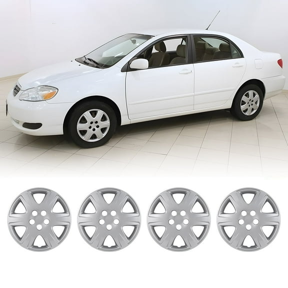 15" Set of 4 Hubcaps Wheel Rims Cover Fit 2005-2008 Toyota Corolla Compatible with Steel Wheels Snap on Installation(15-inch,Lacquer)
