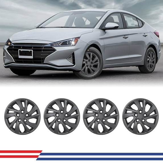 15" Set of 4 Hubcaps Wheel Rims Cover for 2017-2020 Hyundai Elantra Sedan Compatible with Steel Wheels Bolt on Installation(15-inch,Black Matte)