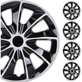 thumbnail image 1 of 15" Set of 4 Silver&Black Wheel Covers Snap on Hub Caps Fit R15 Tire + Steel Rim, 1 of 11