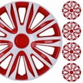 thumbnail image 1 of 15" Set of 4 Wheel Covers Snap on Hubcaps Full Hub Caps Fit R15 Tire & Steel Rim (4 Pack)-White Lacquer & Red Lacquer, 1 of 12