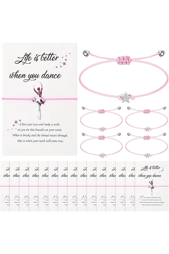 15 Sets Ballet Bulk Ballet Star Bracelet Jewelry with Inspirational Cards, Dance Performance Gifts.