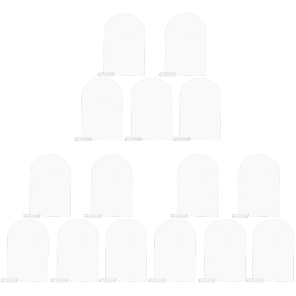 15 Sets Emblems Seating Place Cards Acrylic Blank Transparent Arched Semicircle Digital Sign