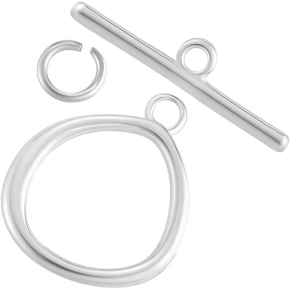 15 Sets Toggle Clasp 925 Sterling Silver Plated Irregular Oval OT T-Bar Toggle Clasp Closure Connector End Snap for Bracelet Necklace Jewelry Making
