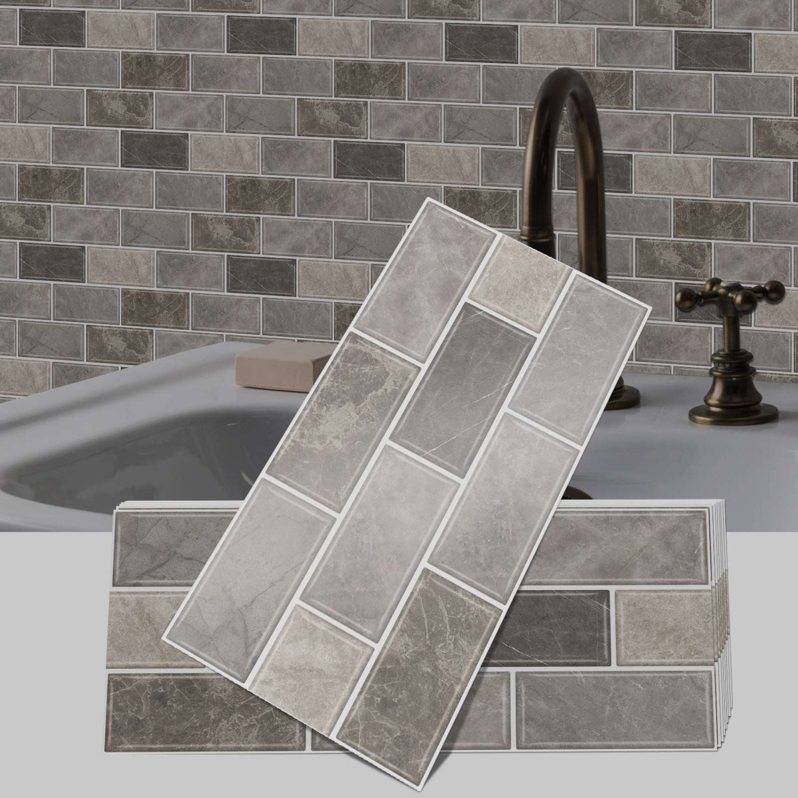 15 Sheet Peel and Stick Backsplash Tiles, 11.8 x 6 Inch Vintage Self Adhesive Tile Sticker Vinyl Decals Wallpaper for Backsplash Kitchen, Bathroom