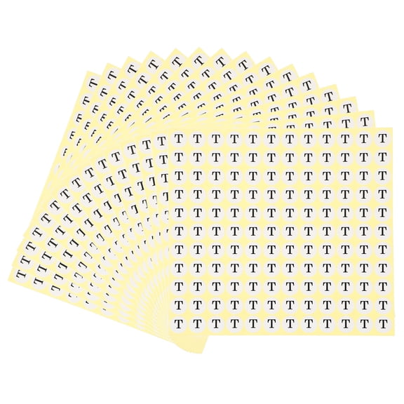 15 Sheets Alphabet Stickers, Small Round Letter T Paper Stickers, Self-Adhesive Peel and Stick Letter Labels for Scrapbooking Crafts, Inventory Organization Storage