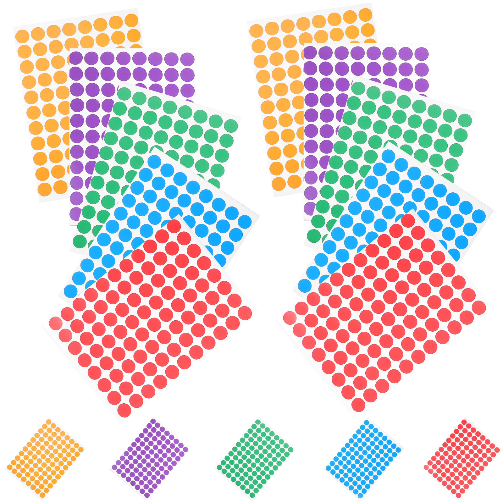 15 Sheets Colorful Selfadhesive Dot Name Stickers Children's School