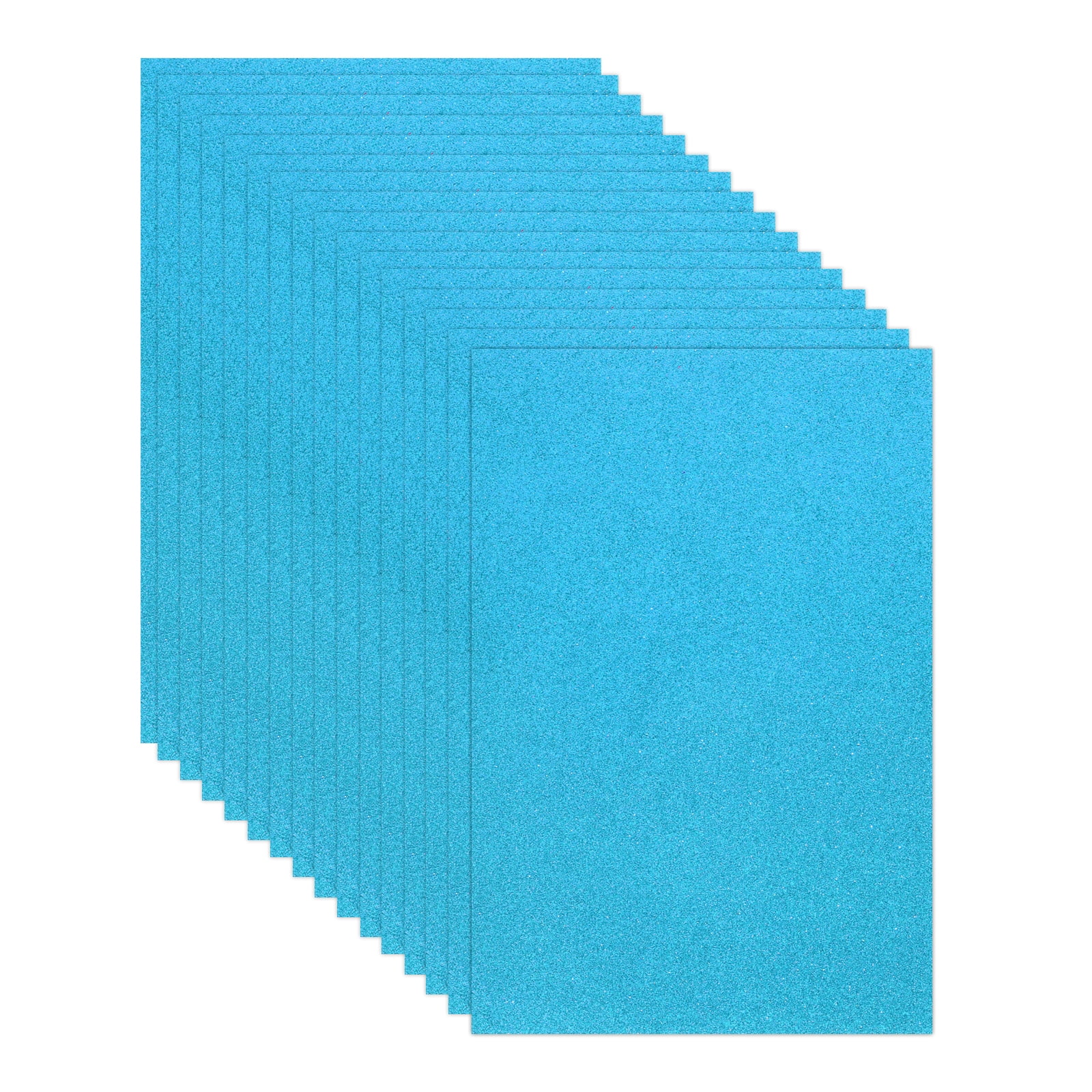 15 Sheets Light Blue Shiny Foam Sheets, 8 Inch x 12 Inch Sparkle EVA Foam Handicraft Sheets EVA Paper for Art Crafts Projects, Scrapbook Gift DIY Card Party Decoration