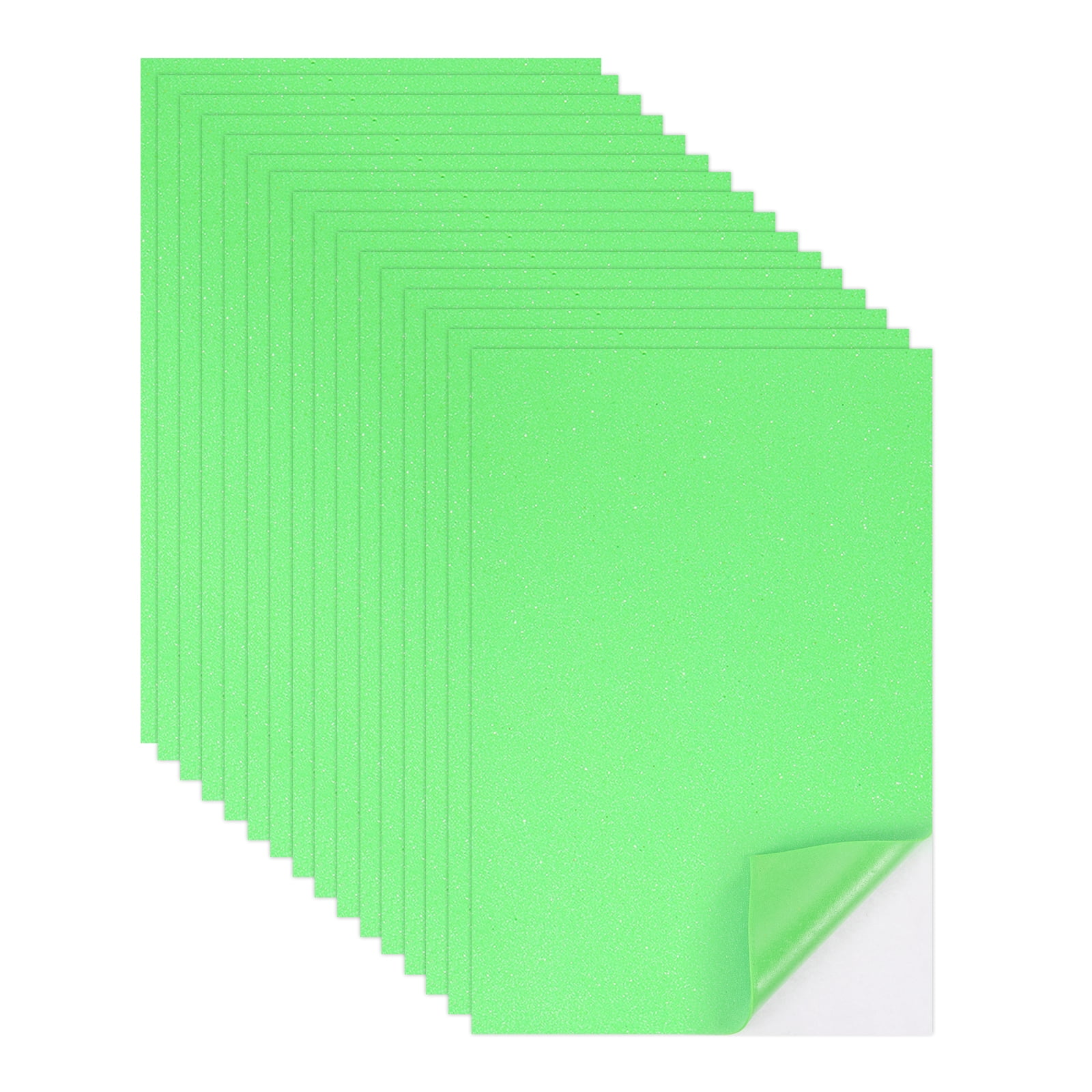 15 Sheets Light Green Shiny Foam Sheets with Adhesive Backing, 8x12Inch Self-Adhesive Shiny EVA Foam Sheets Sticky EVA Paper Stickers for Art Crafts Projects, DIY Party Decoration
