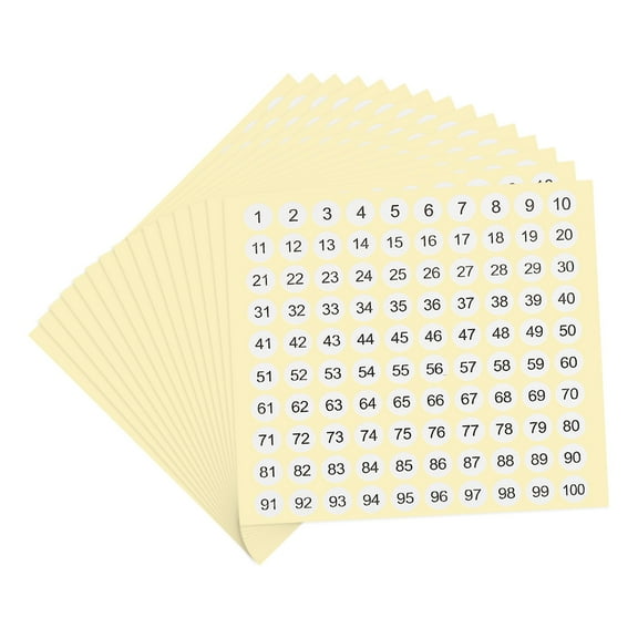 Uxcell Number Stickers Number Round Sticker Self-Adhesive Small Label for Inventory Organizing Number 1-100