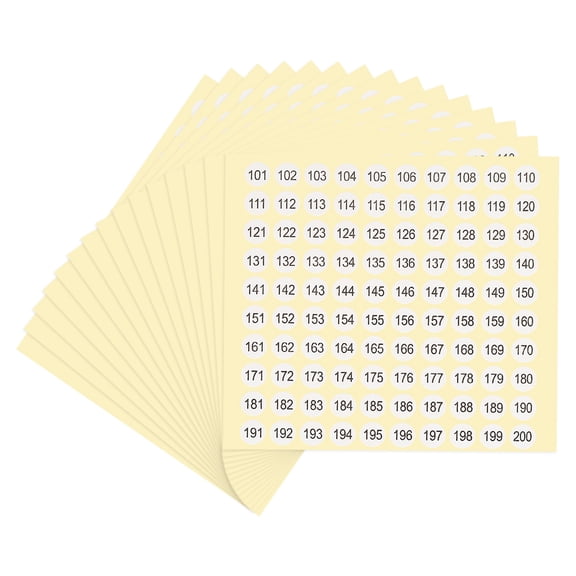 Uxcell Number Stickers Number Round Sticker Self-Adhesive Small Label for Inventory Organizing Number 101-200