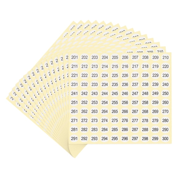 Uxcell Number Stickers Number Round Sticker Self-Adhesive Small Label for Inventory Organizing Number 201-300
