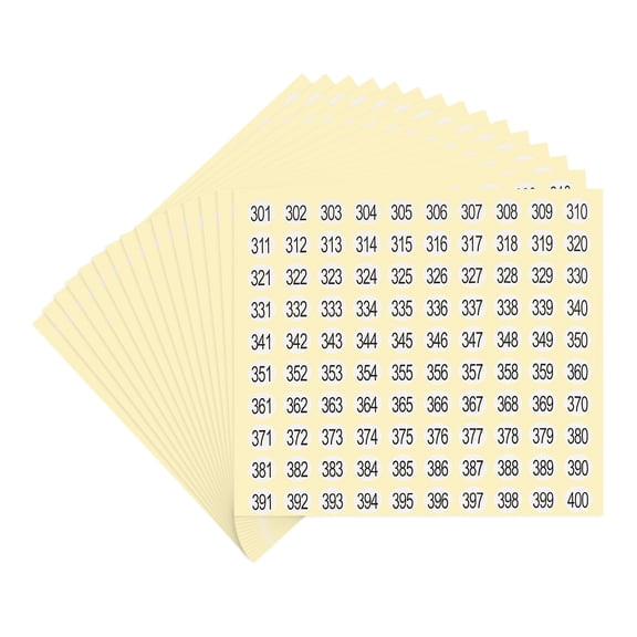 Uxcell Number Stickers Number Round Sticker Self-Adhesive Small Label for Inventory Organizing Number 301-400