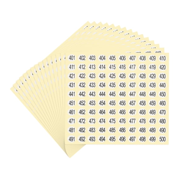 Uxcell Number Stickers Number Round Sticker Self-Adhesive Small Label for Inventory Organizing Number 401-500