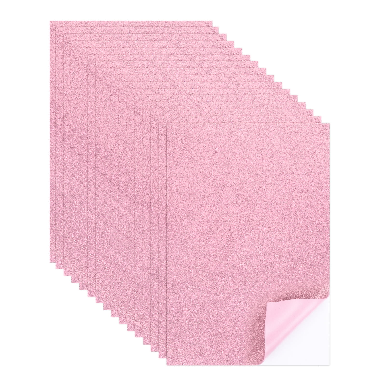 15 Sheets Pink Shiny Foam Sheets with Adhesive Backing, 8x12Inch Self-Adhesive Shiny EVA Foam Sheets Sticky EVA Paper Stickers for Art Crafts Projects, DIY Party Decoration
