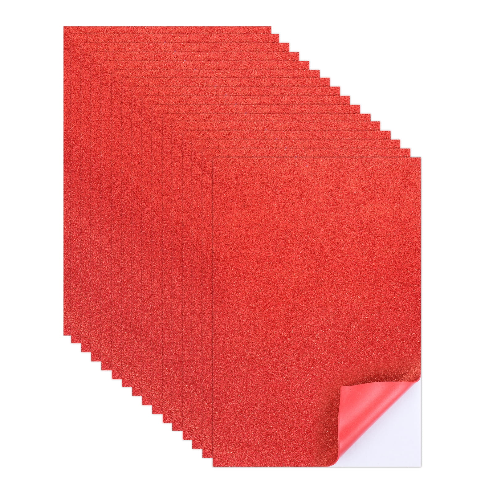 15 Sheets Red Shiny Foam Sheets with Adhesive Backing, 8x12Inch Self-Adhesive Shiny EVA Foam Sheets Sticky EVA Paper Stickers for Art Crafts Projects, DIY Party Decoration