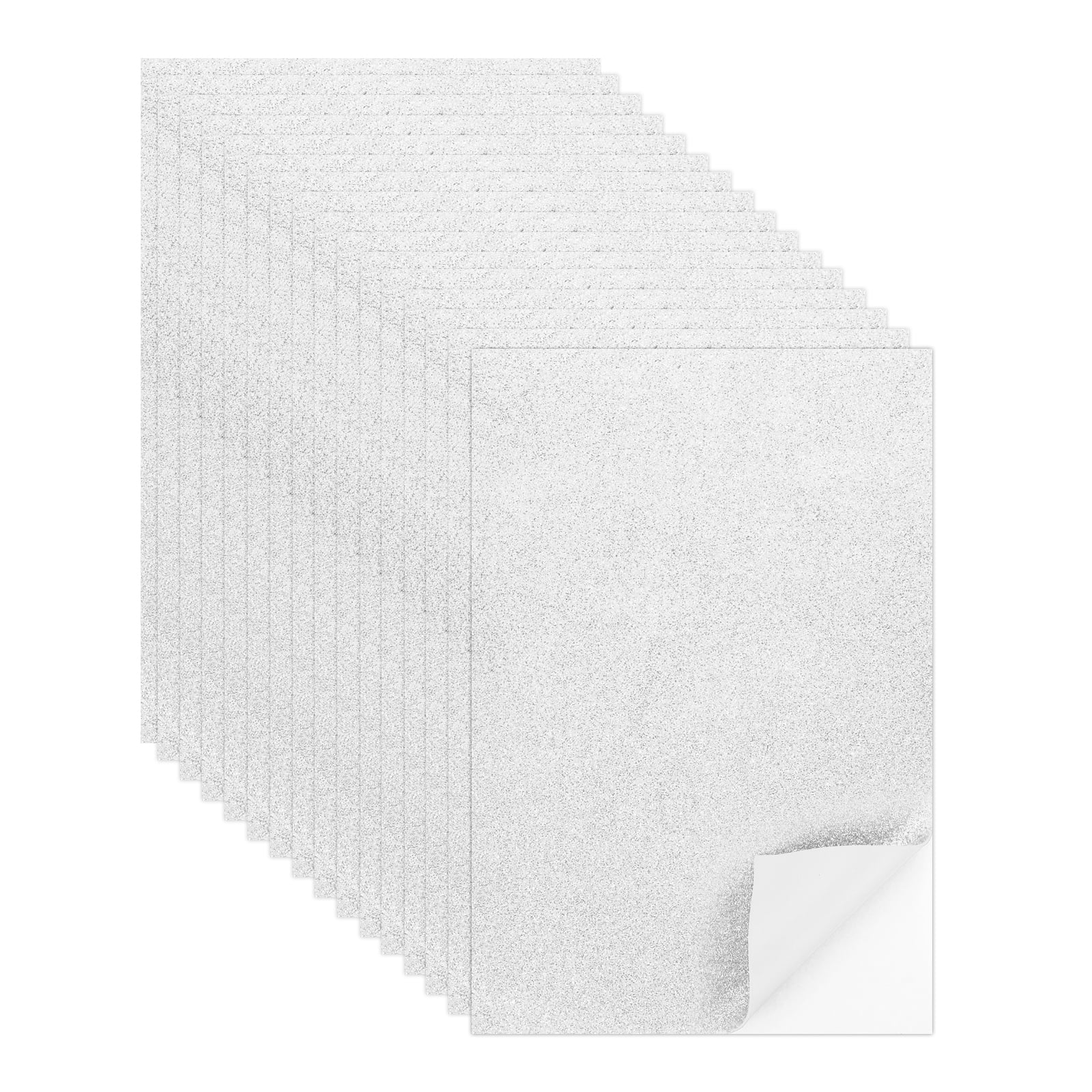 15 Sheets Silver Shiny Foam Sheets with Adhesive Backing, 8x12Inch Self-Adhesive Shiny EVA Foam Sheets Sticky EVA Paper Stickers for Art Crafts Projects, DIY Party Decoration