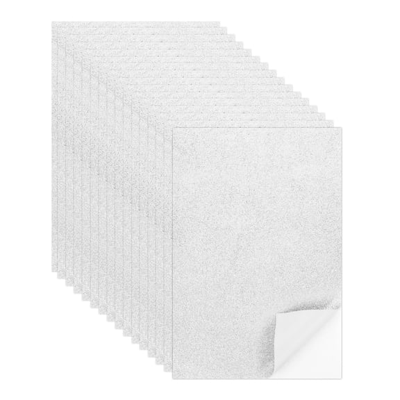 15 Sheets Silver Shiny Foam Sheets with Adhesive Backing, 8x12Inch Self-Adhesive Shiny EVA Foam Sheets Sticky EVA Paper Stickers for Art Crafts Projects, DIY Party Decoration