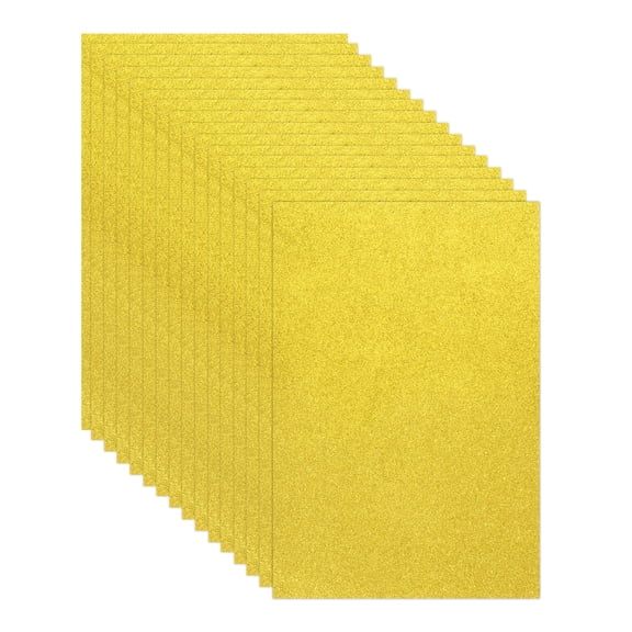 15 Sheets Yellow Shiny Foam Sheets, 8 Inch x 12 Inch Sparkle EVA Foam Handicraft Sheets EVA Paper for Art Crafts Projects, Scrapbook Gift DIY Card Party Decoration
