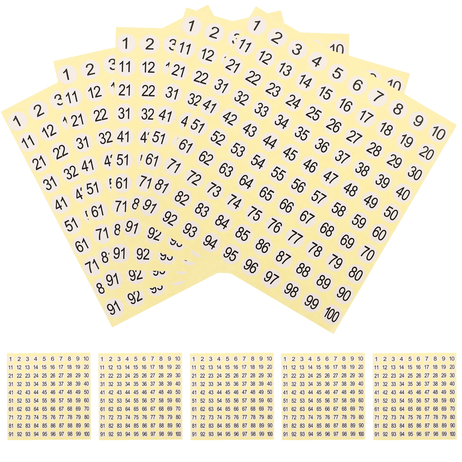 SEWOART Multipurpose Light Yellow Number Stickers for Home Office and ...