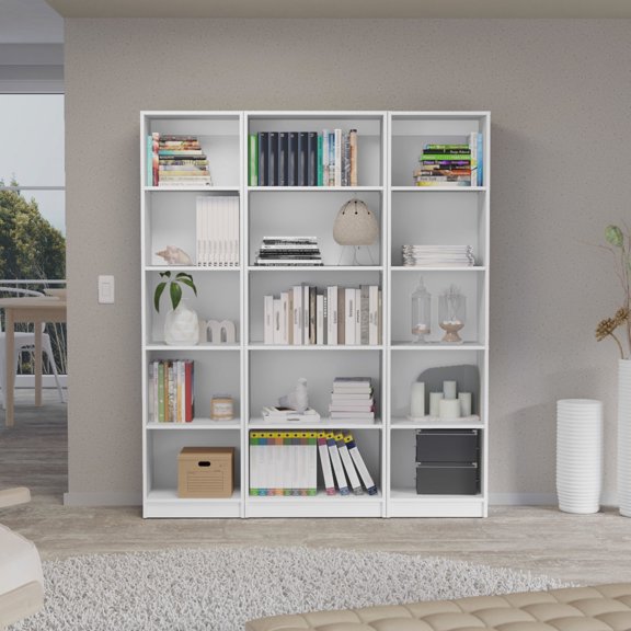15-Shelf Bookcase Set for Home Office / Compact Design in Limited Spaces