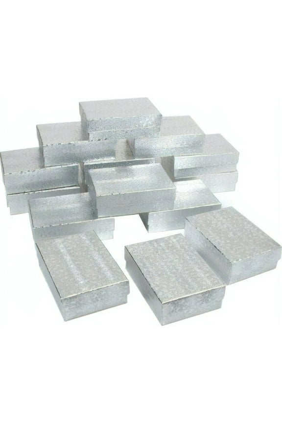 15 Silver Cotton Jewelry Gift Boxes Pocket Watch Displays 3.25"