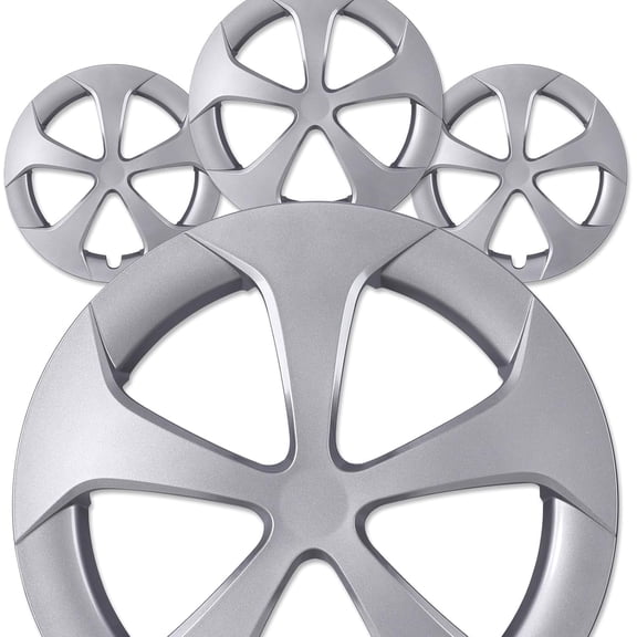 15" Silver Lacquer Hubcaps Compatible with 2010-2015 Toyota Prius,Compatible With Alloy Wheels- Set of 4,Snap-on Design Wheel Rim Covers