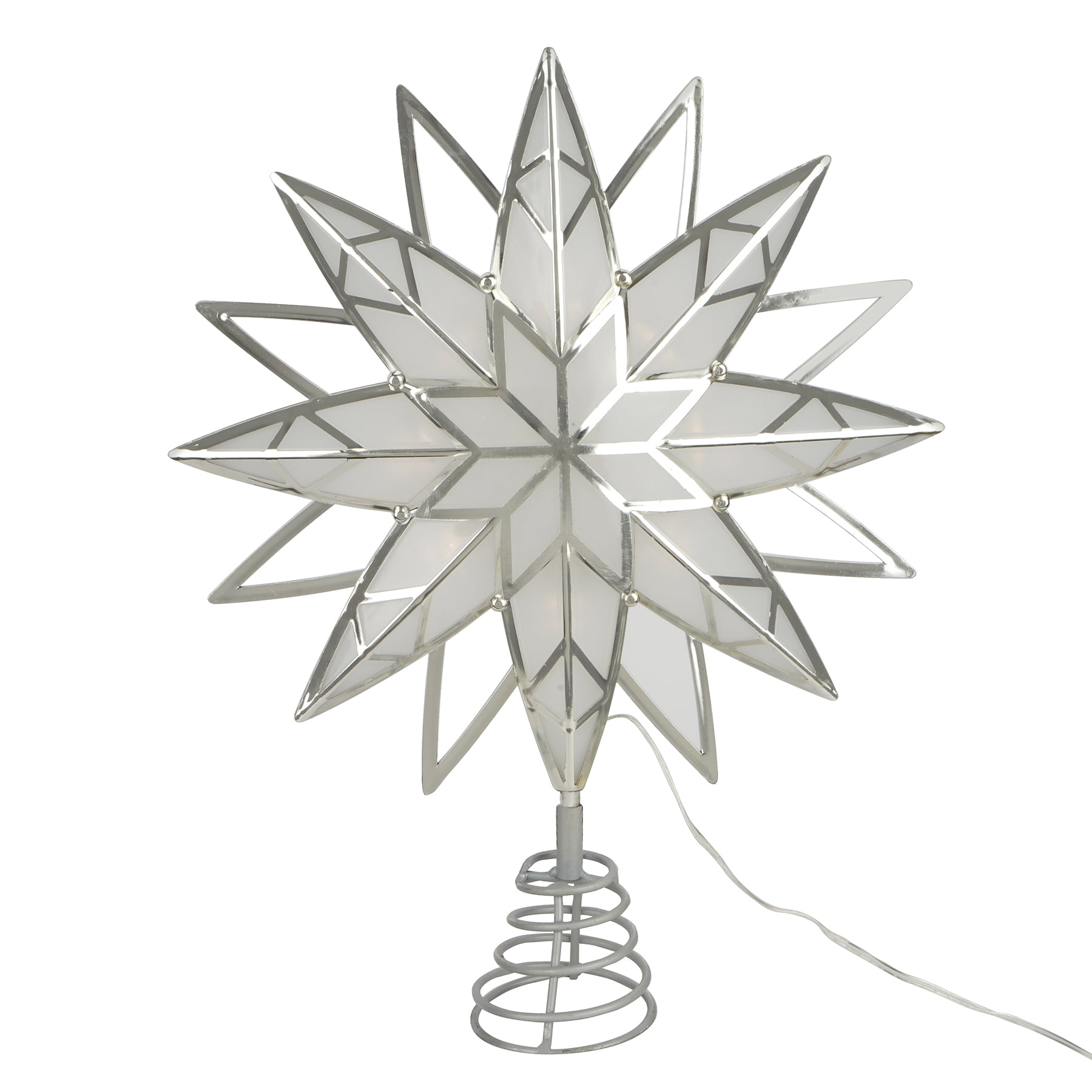 15" Silver & White Octagonal Star LED Tree Topper by Ashland - Christmas Tree Topper