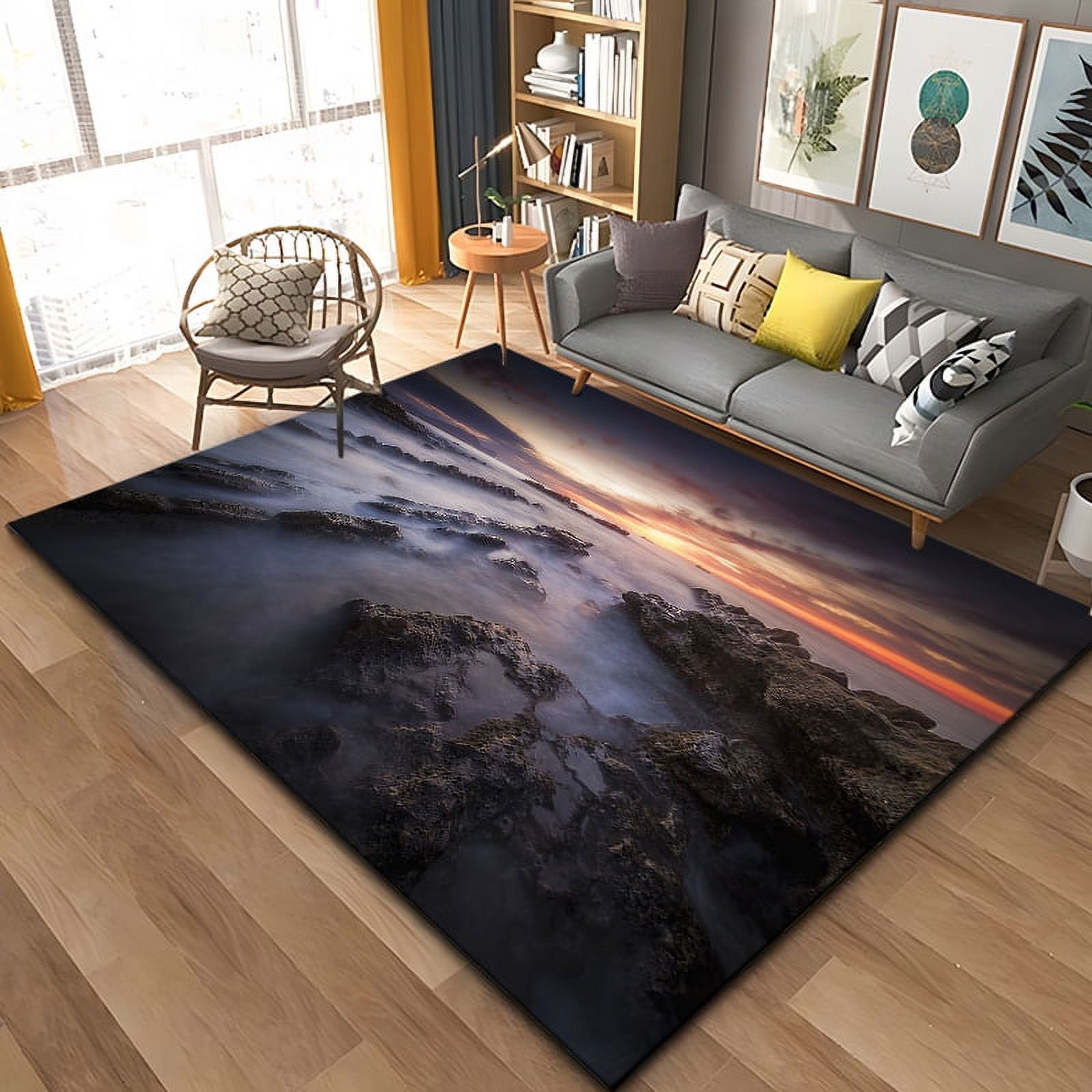 Rock Design Rug 15 Sizes Natural Rock Scenery Pattern Rug for Bedroom Living Room ...