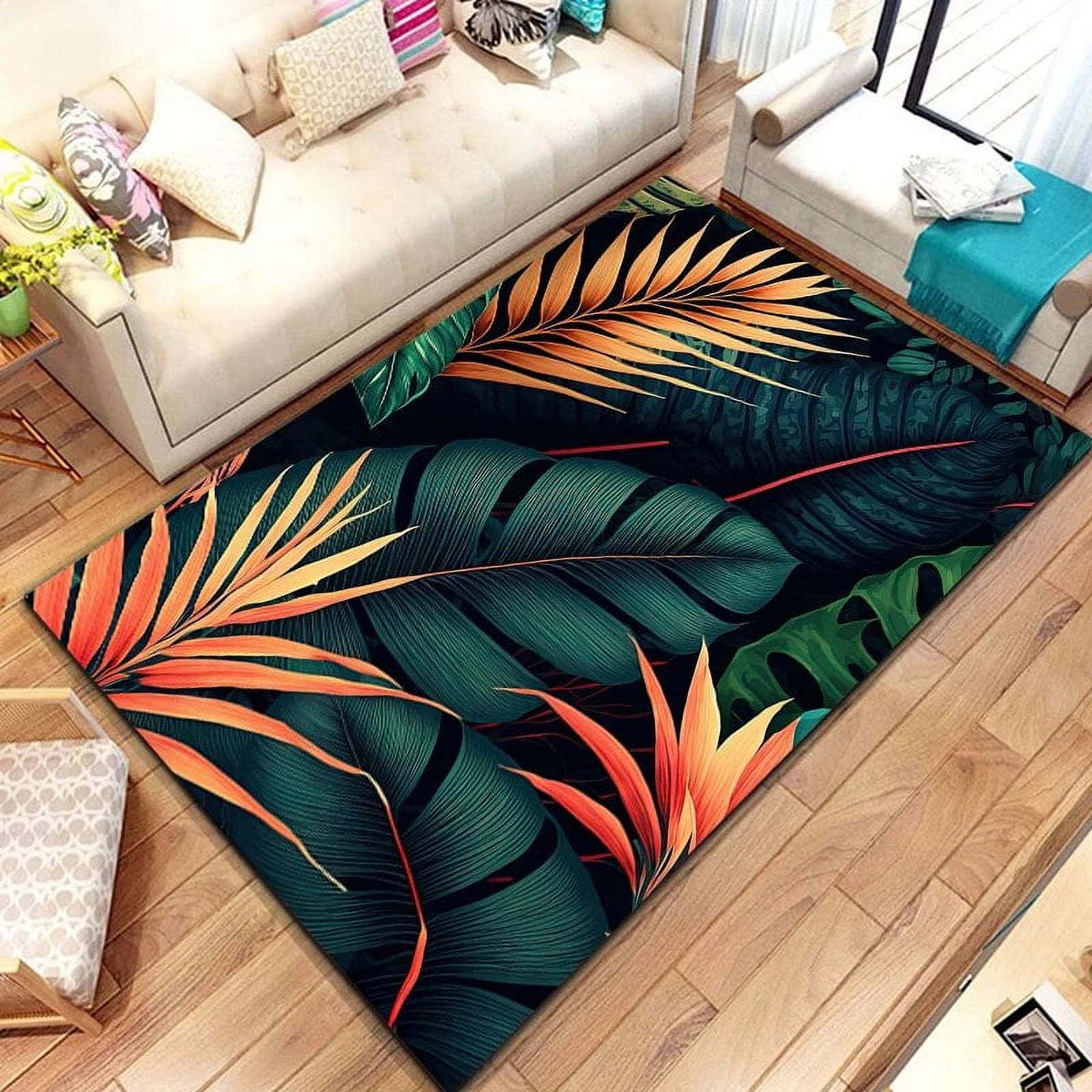 15 Sizes Tropical Leaf Pattern Rug for Bedroom Living Room Carpet for ...