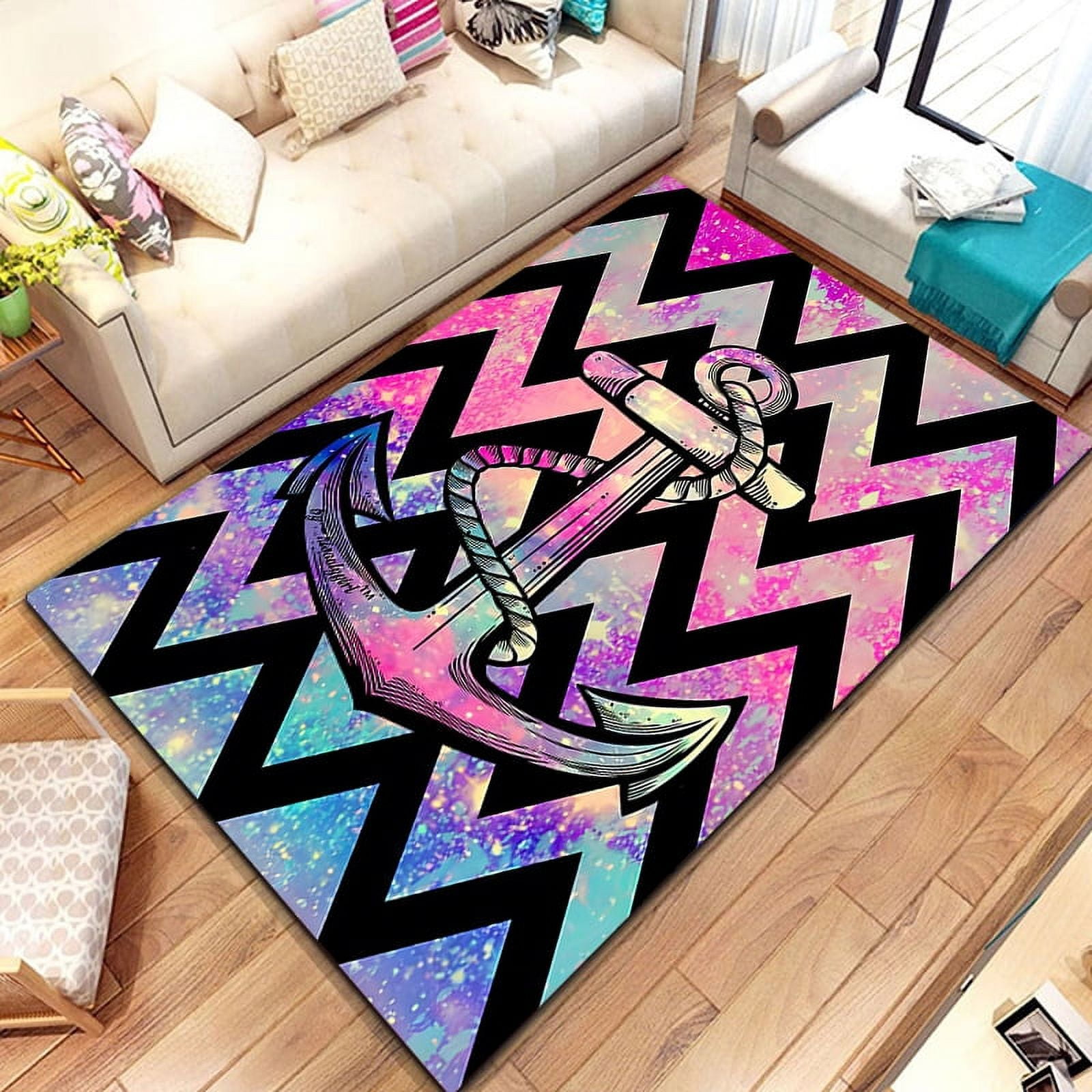 15 Sizes anchor Pattern Rug Carpet for Living Room Bathroom Mat OVO ...