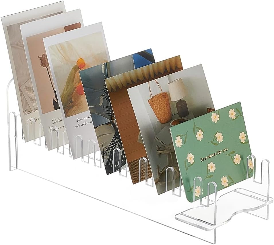 15-Slot Acrylic Display Risers for Greeting Card Display Clear 11.3x32 ...