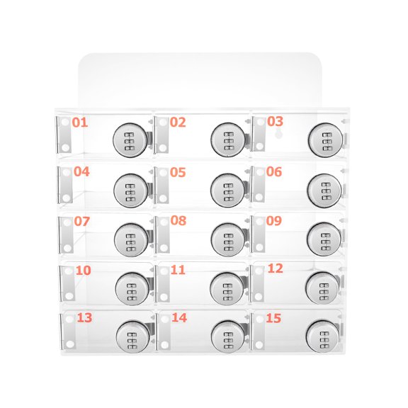 15-Slot Clear Acrylic Cell Phone Lock Box with Combination Lock, Multi Device Storage Locker for Classroom, School, Office & Gym