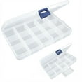thumbnail image 1 of 15-Slot Plastic Fishing Hook Tackle Box Storage Organizer Case with Removable Dividers Portable Compartment 17.5x9.8x2.3cm, 1 of 7