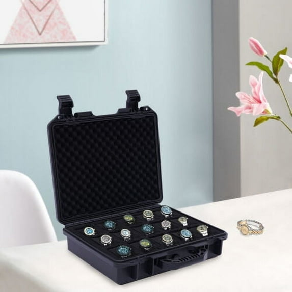 15 Slots Waterproof Plastic Suitcase Display Storage Case Watch Storage Box Case
