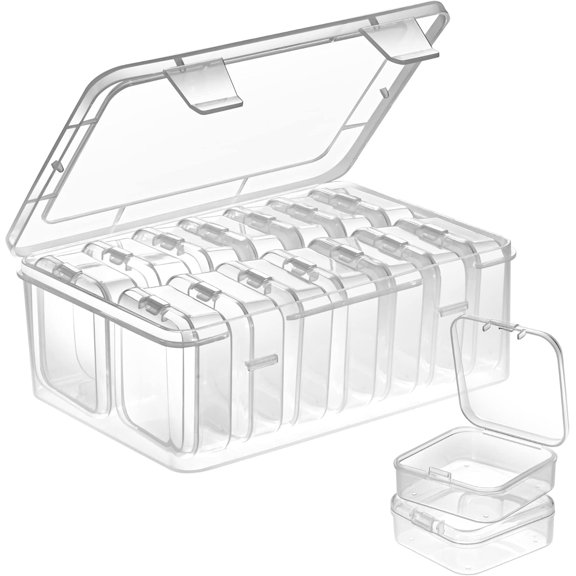15 Small Plastic Storage Containers with Lids - Mini Clear Bead Organizer Boxes for Jewelry Making, Craft Supplies & Small Parts