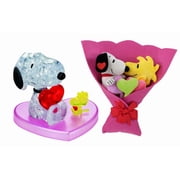 15" Snoopy and Woodstock Plush Bouquet with 3D Crystal Puzzle Valentines Bundle