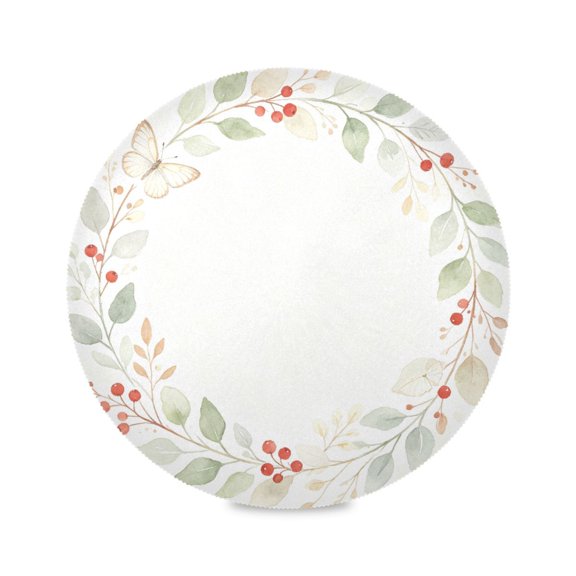 15" Soft Berry Wreath Printed Round Placemats Set of 1 Heat Resistant Table Mat for Kitchen for Party Deco