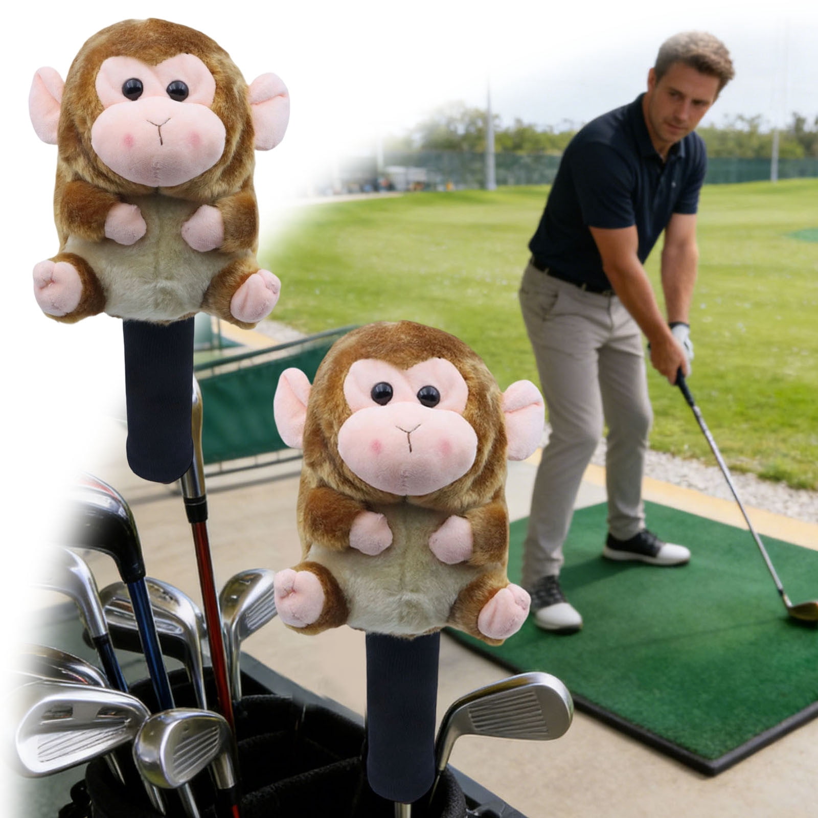 15" Soft Plushs Golf Wood Driver Headcover Club Head Cover Club Keepsake Head Cover Golf Equipment for Sports Parks Adults Friends
