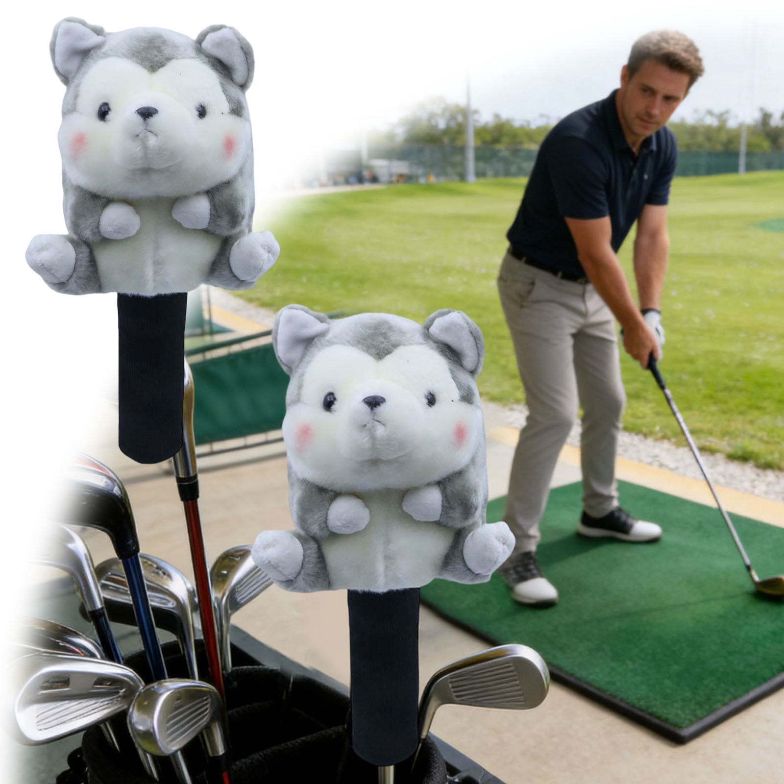 15" Soft Plushs Golf Wood Driver Headcover Club Head Cover Club Keepsake Head Cover Golf Equipment for Sports Parks Adults Friends